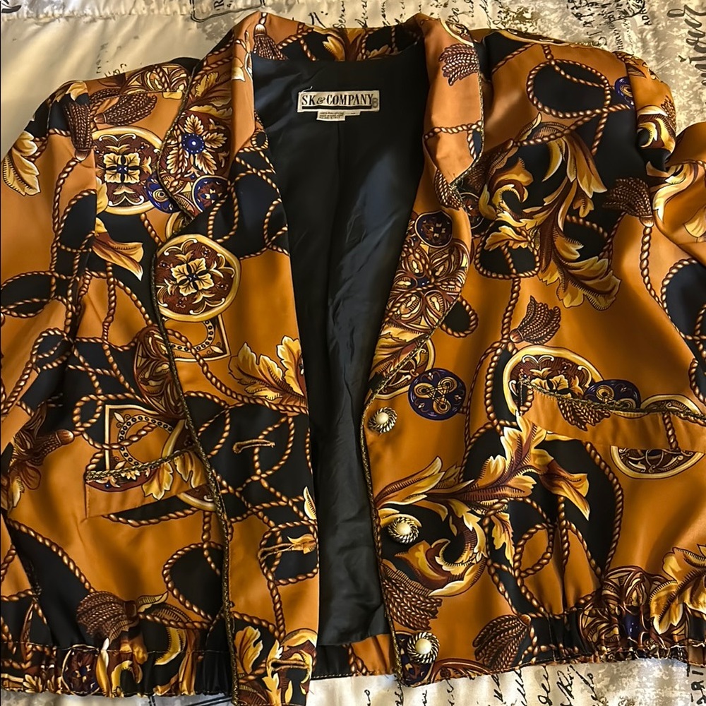 Vintage Women's Gold and Black Jacket